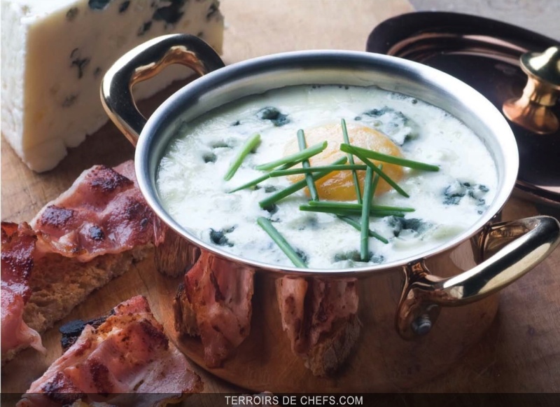 Recette chef Xavier Thuret oeuf cocotte roquefort