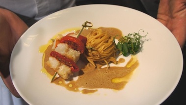 Brochette de Gambas et spaghettis de Bruno Oger