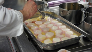 Déjeuner autour du Yuzu chez Senderens - Pochage de la lotte au yuzu