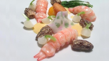 langoustines et morilles par le chef Thibault Sombardier