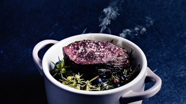 Onglet de boeuf fumé au bois de genièvre