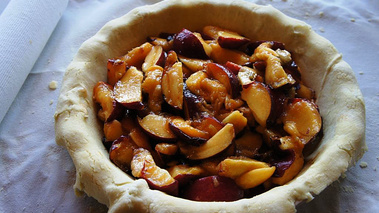 Tourte à la pêche - pêches dans la pâte