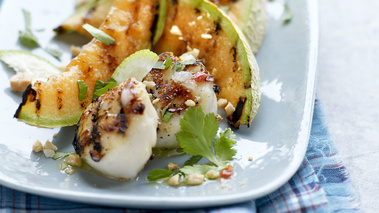 Saint-Jacques grillées sauce thaï et melon